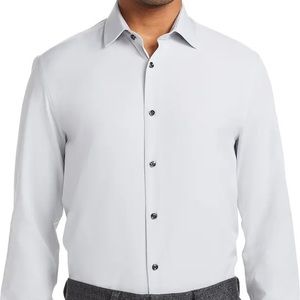 Brooklyn Brigade Stretch Cool Temp Modern Slim Fit Shirt Silver Medium 15.5